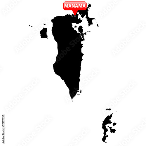 Map with the Capital in a red bubble - Bahrain.