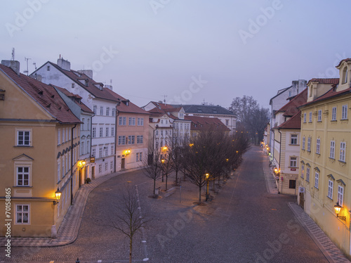 morning twilight of Prague street