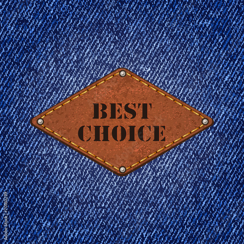 Jeans texture with leather label. Vector