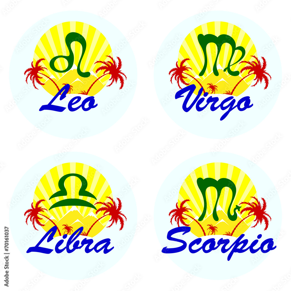 Fototapeta premium zodiac sign with palm trees