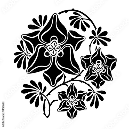 Black and white round vignette in modernist style.