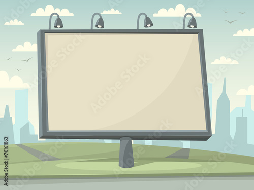 Billboard witn city background. Vector illustration.