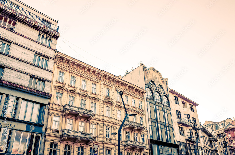 street view of historic architectural in Budapest, Hungary, Euro