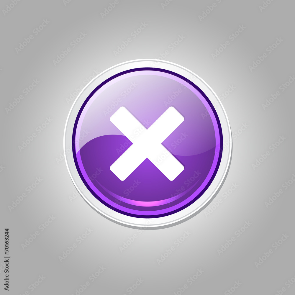 Fototapeta premium Cross Circular Purple Vector Web Button Icon