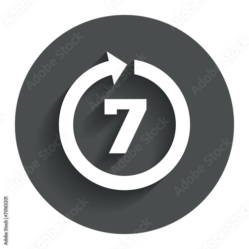 Return of goods within 7 days sign icon.