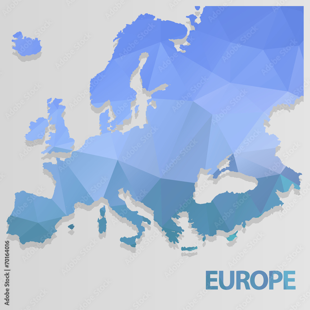 Blue geometrical map of Europe