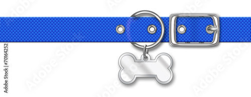 Blue Nylon Animal Collar With Tag