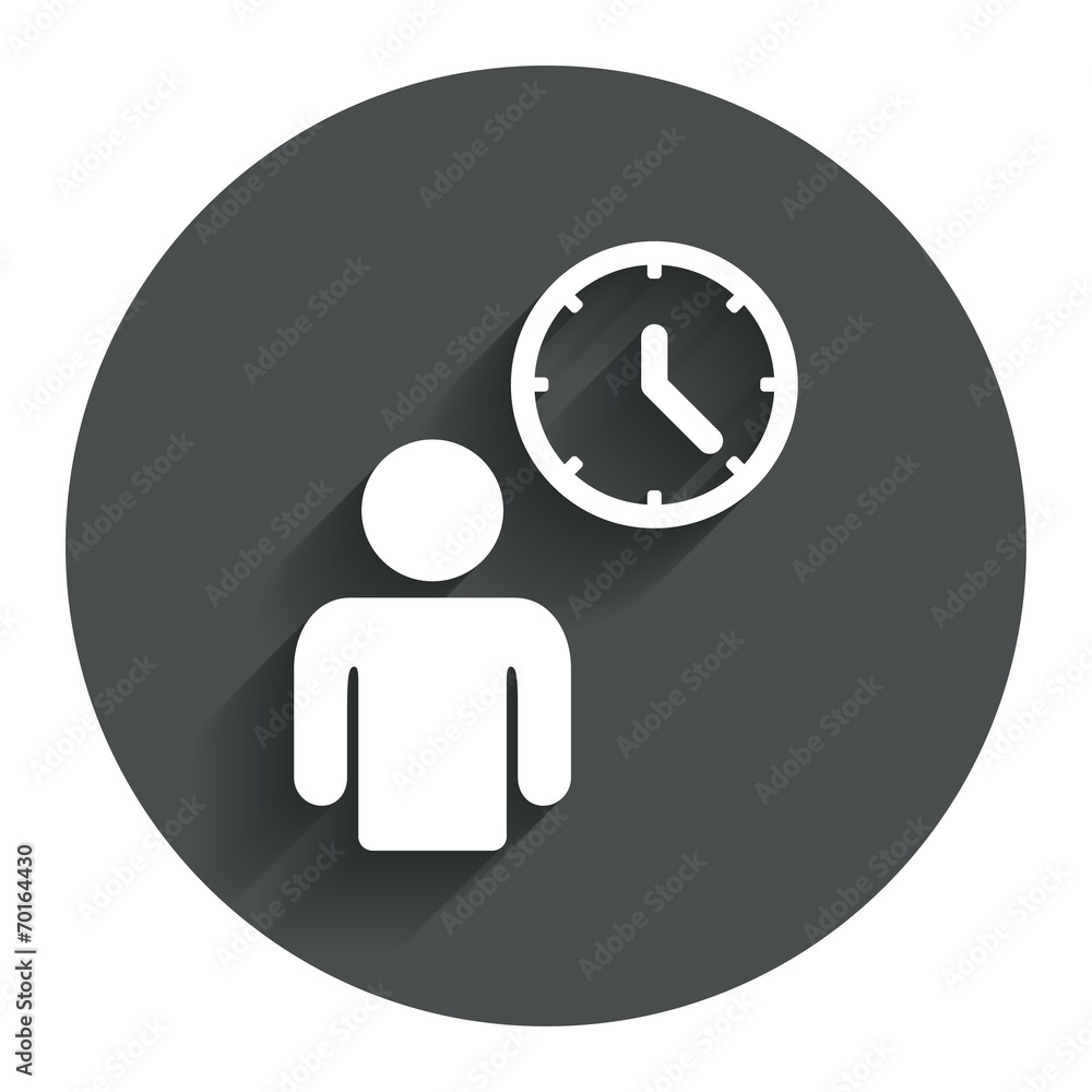 Person waiting sign icon. Time symbol. Person waiting sign icon. Time symbol.