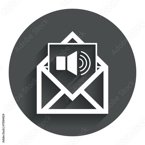Voice mail icon. Speaker symbol. Audio message.