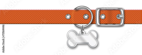 Orange Nylon Animal Collar With Tag