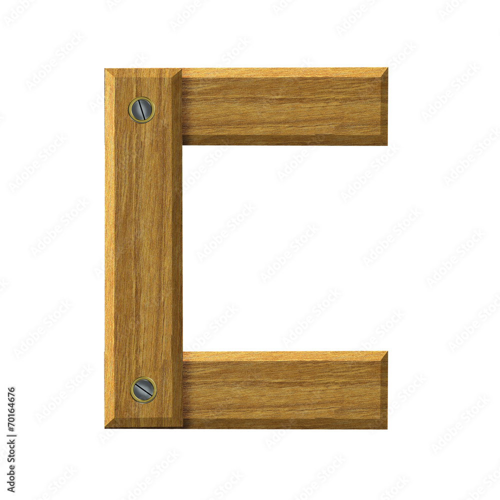 Letter C in created in wood