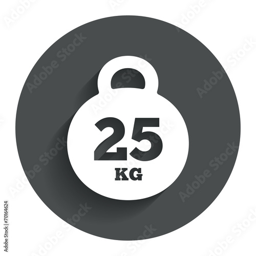 Weight sign icon. 25 kilogram (kg). Sport symbol