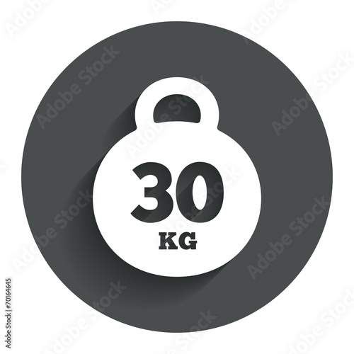 Weight sign icon. 30 kilogram (kg). Sport symbol