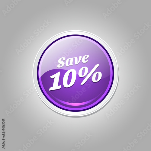 Save 10 Percent Glossy Shiny Circular Vector Button