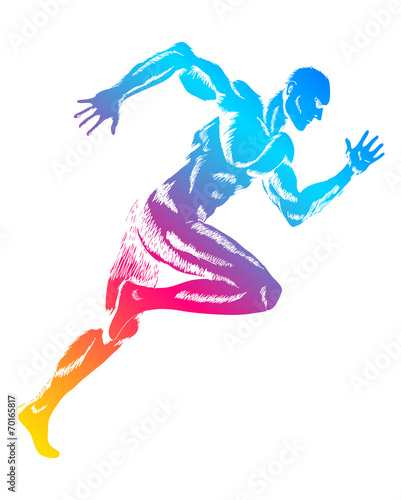 Colorful figure of a man running