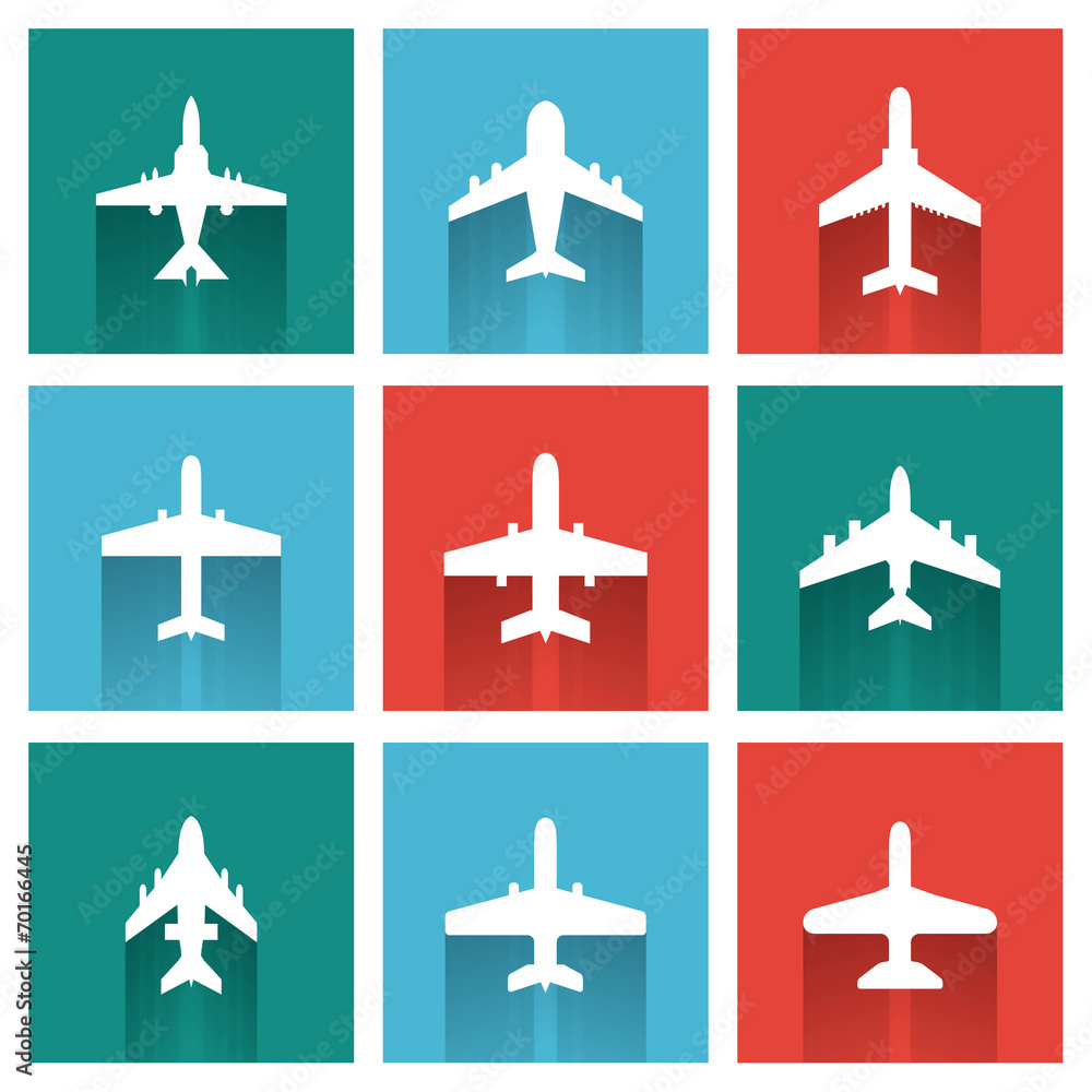 Fototapeta premium icons of airplanes