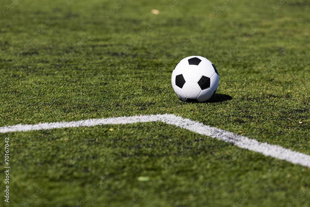 Green pitch with soccer ball Green pitch with soccer ball