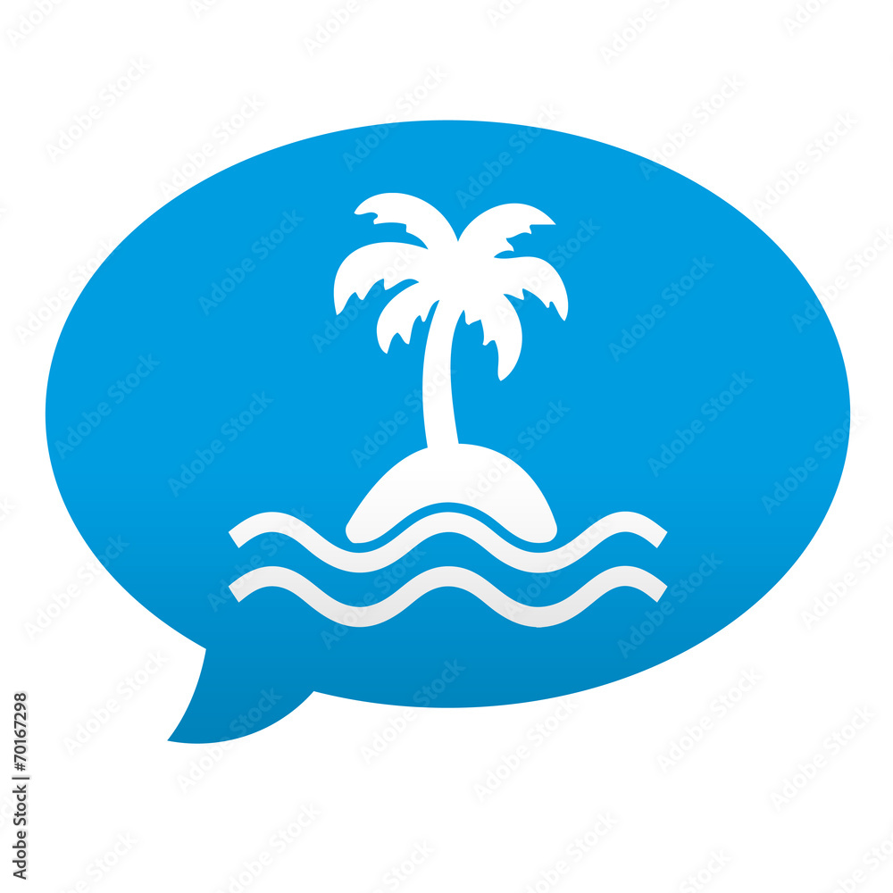 Etiqueta tipo app azul comentario simbolo isla