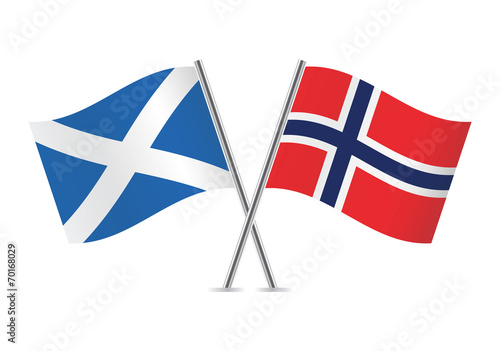 Scottish and Norwegian flags. Vector illustration.