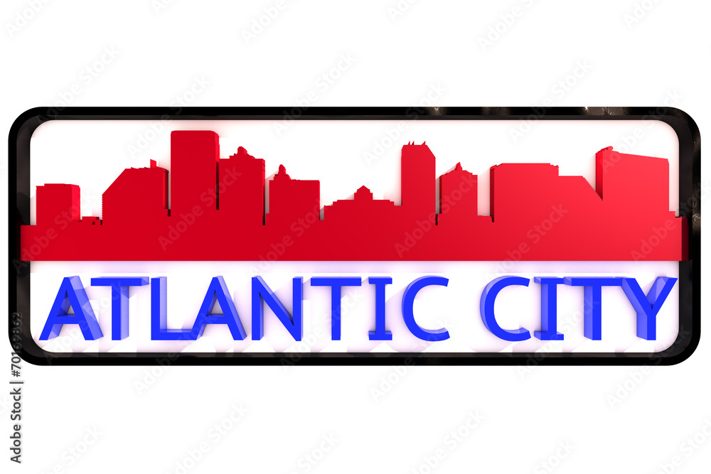 Atlantic City USA base colors of the flag of the city 3D design