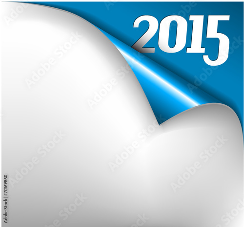 Vector Christmas New Year Card - Sheet of paper with a curl 2015
