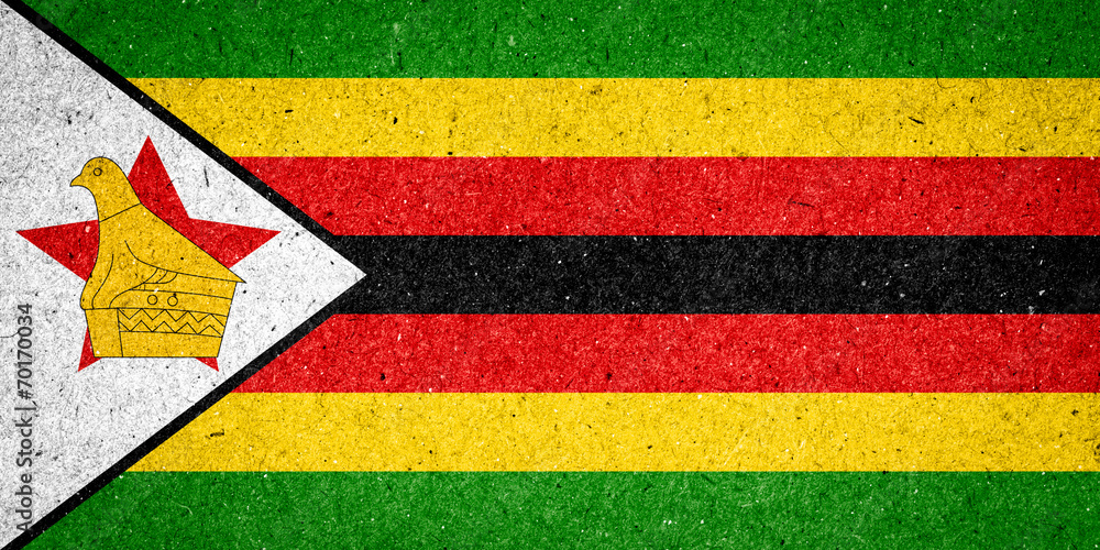 Zimbabwe flag on paper background