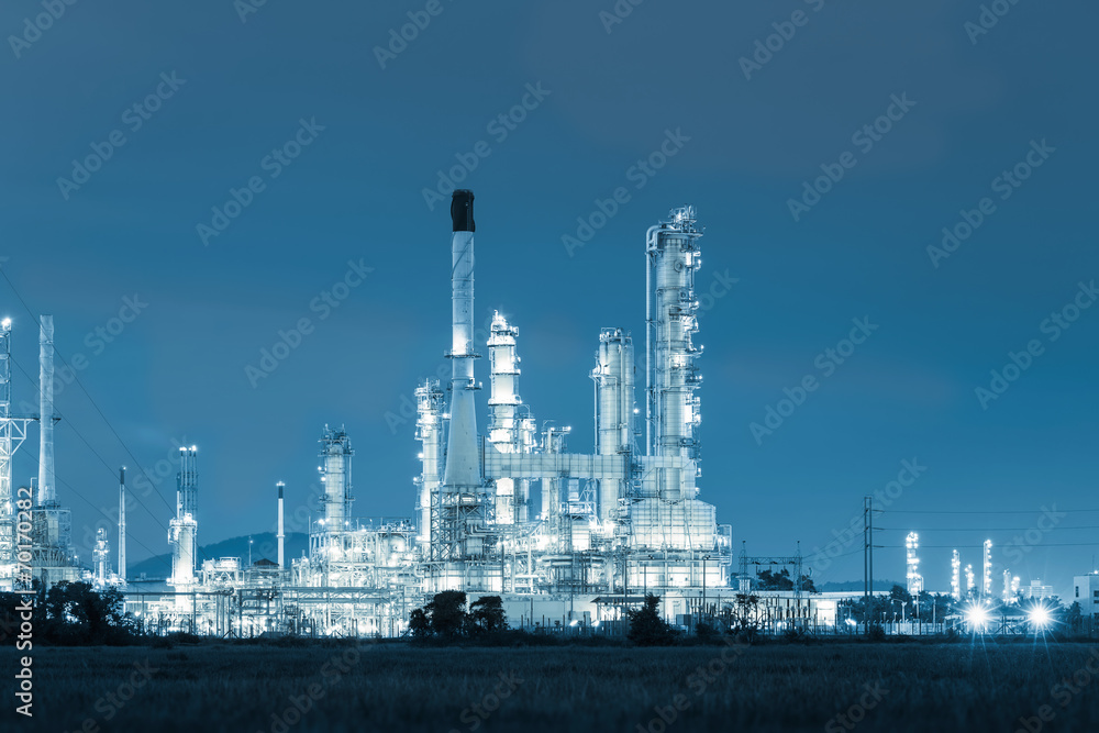 Oil gas refinery plant. May called petroleum, production or petrochemical plant. Industrial factory construction from engineering technology with steel pipe, pipeline, tank. Business for power energy.