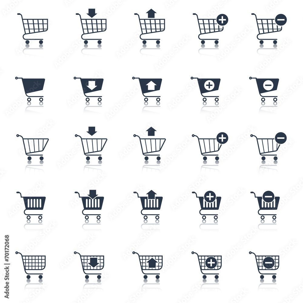Shopping cart icons black