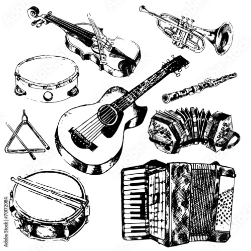 Musical instruments icons set