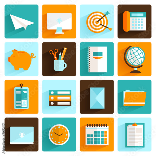 Office icons set flat