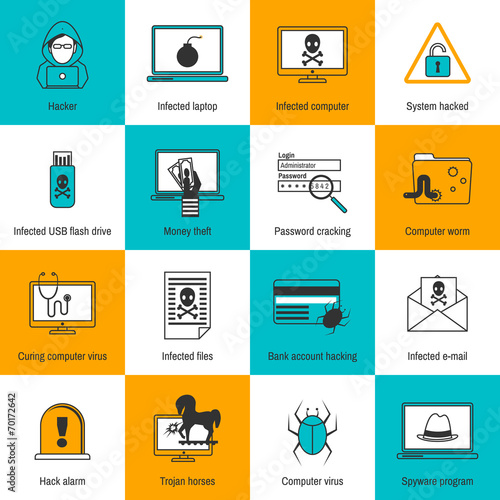 Hacker Icons Flat Line
