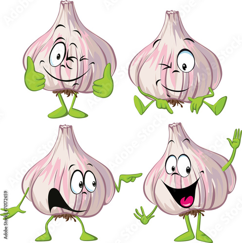 garlic cartoon with hands and legs standing