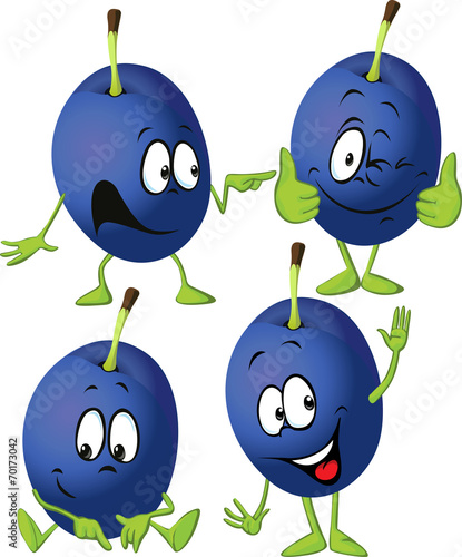 plum cartoon with hands and legs