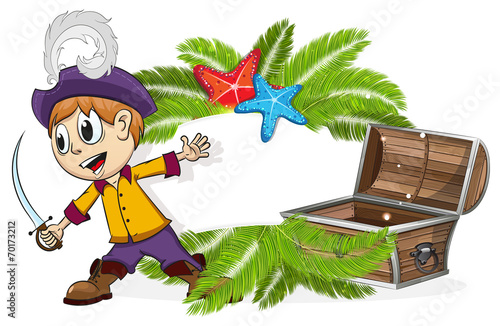 Pirate with a treasure chest