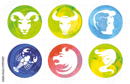 signs of the zodiac in watercolor circles