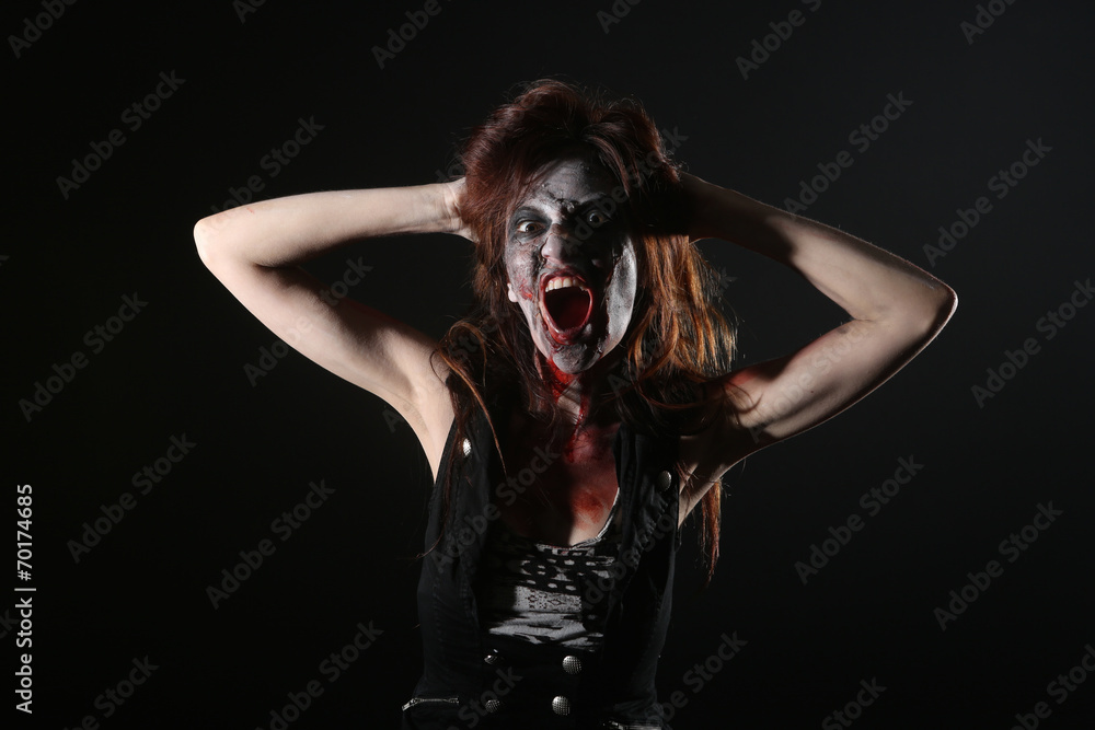 Psychotic Bleeding Woman in a Horror Themed Image