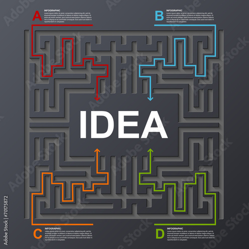 Abstract square labyrinth infographic concept. Design template.