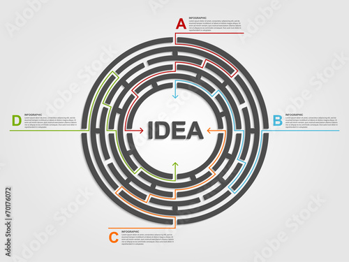 Circle labyrinth infographic concept. Design template.