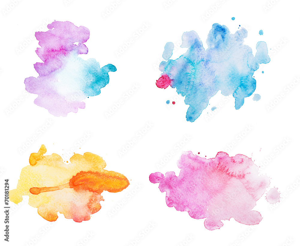 Abstract watercolor aquarelle hand drawn colorful drop splatter