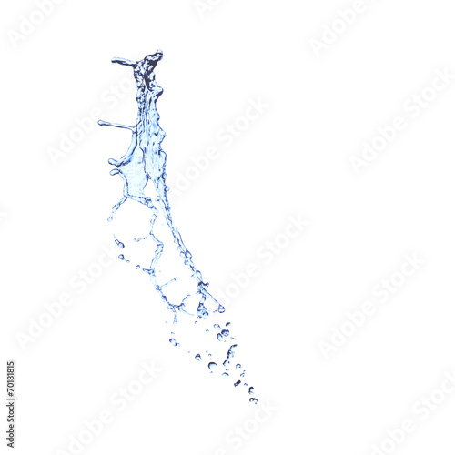 Blue water splash isolated on white