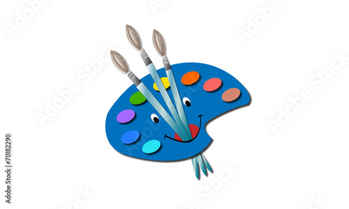Paleta de colores y pinceles