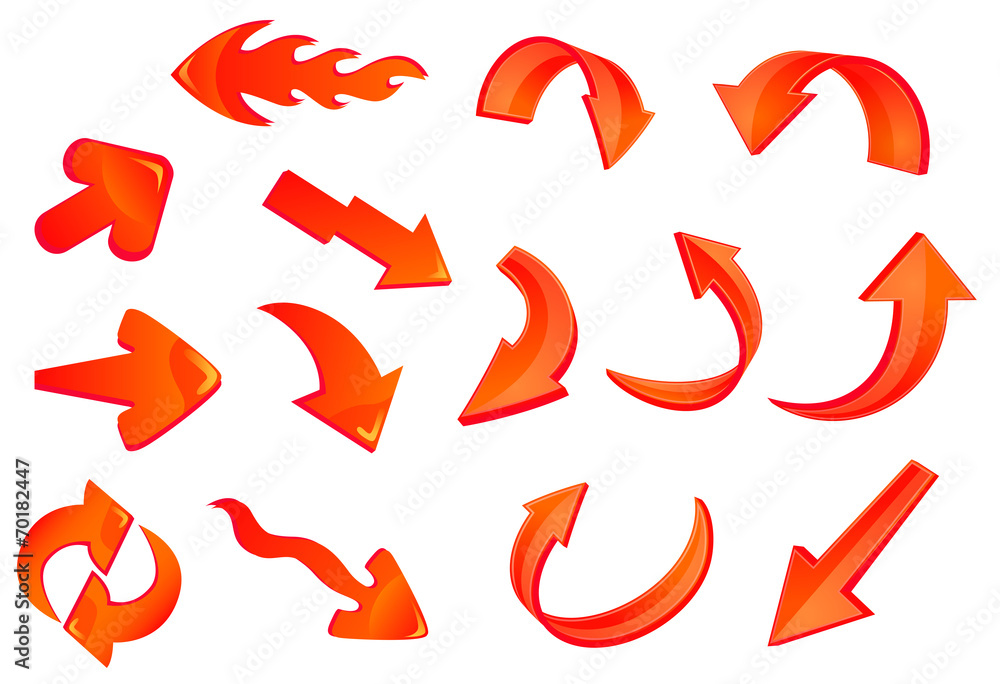 Red glossy arrows icons set Red glossy arrows icons set