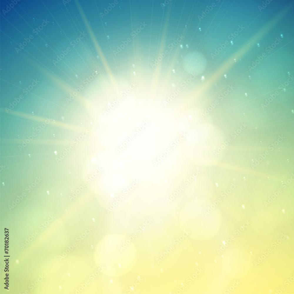 Fototapeta premium Summer background, summer sun with lens flare