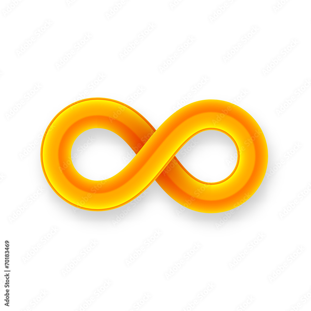 Orange infinity symbol icon from glossy wire with shadow Orange infinity symbol icon from glossy wire with shadow