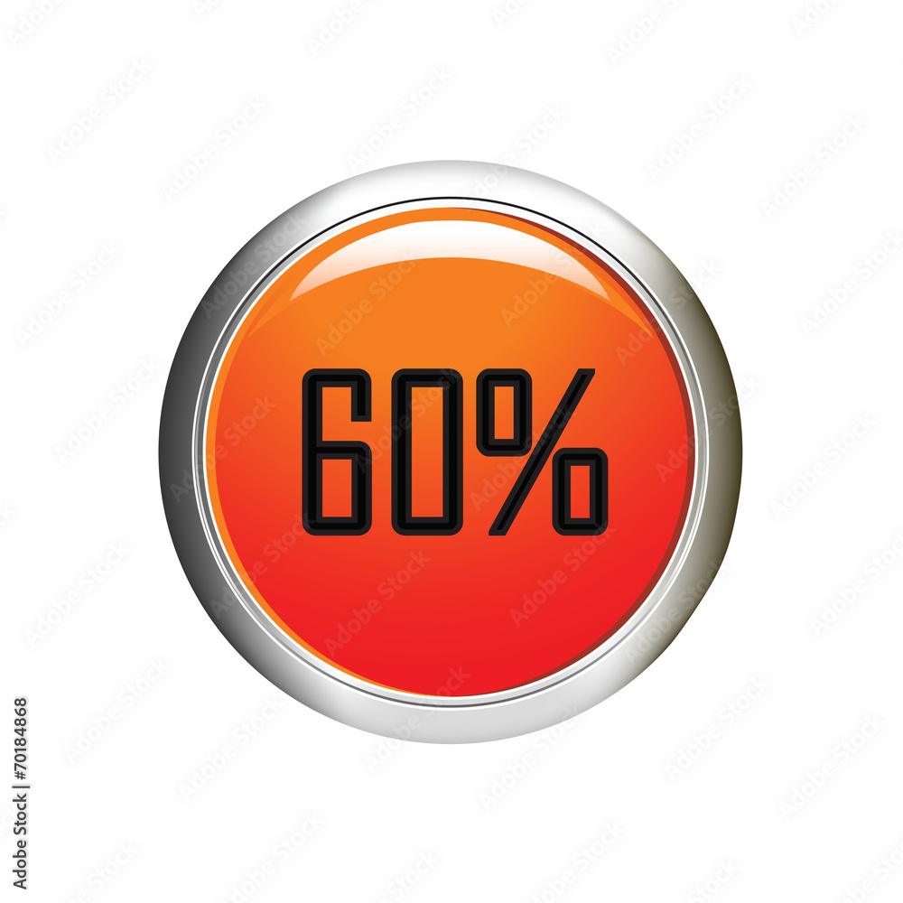 Internet button. 60 percent discount icon on white background. Internet button. 60 percent discount icon on white background.