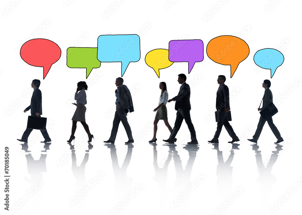 Silhouettes of People and Speech Bubbles Silhouettes of People and Speech Bubbles