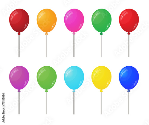 Color glossy balloons on white.