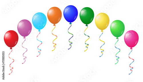 Color glossy balloons on white.