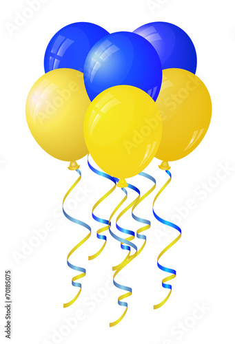 Glossy yellow and blue balloons stylized flag of Ukraine.