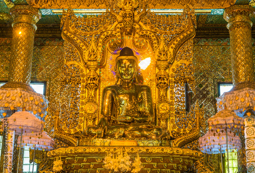Old Buddha at Bo Ta Tuang Pagoda in Yangon, Myanmar
